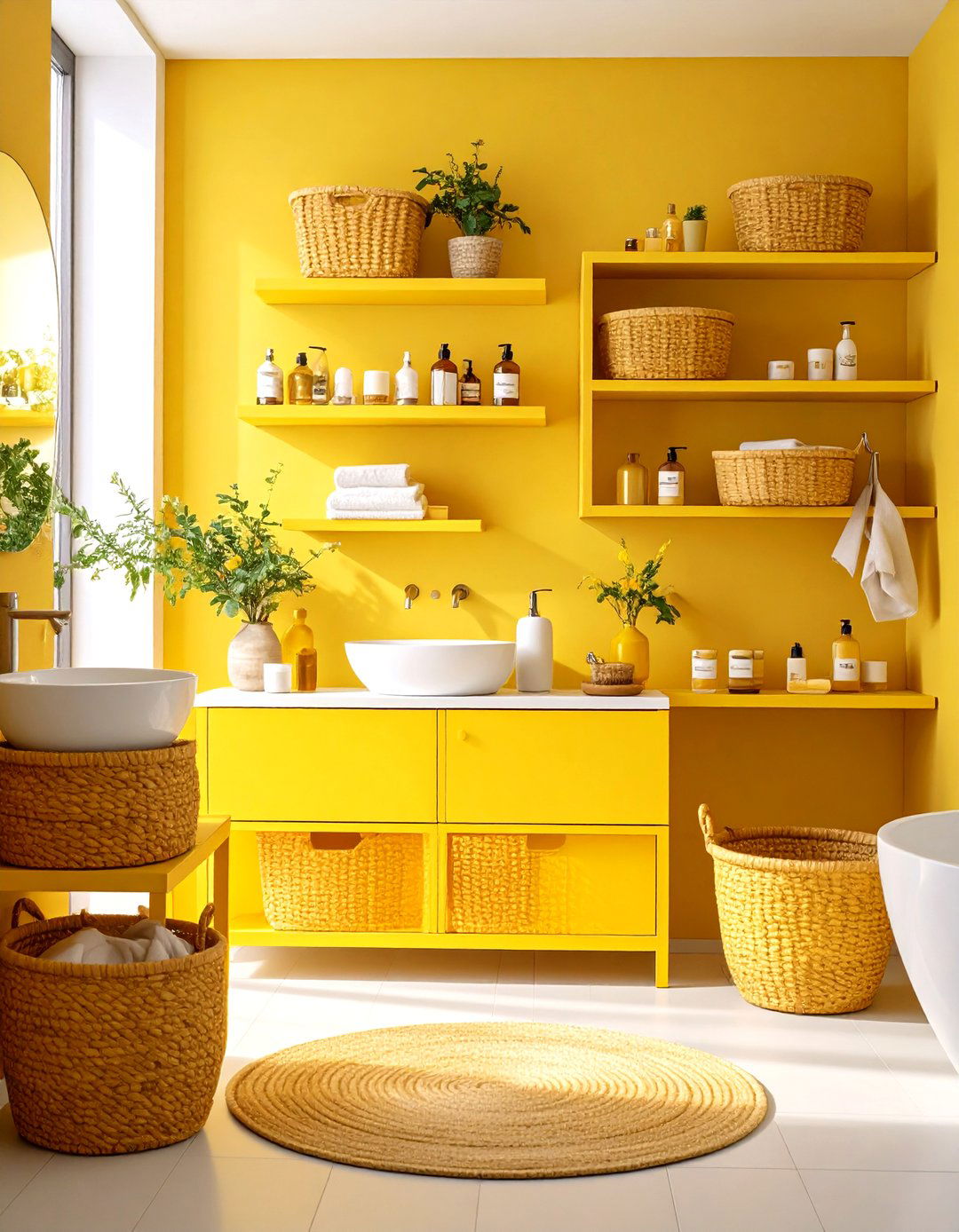 Yellow Bathroom Storage Solution Ideas - 20 Yellow Bathroom Ideas