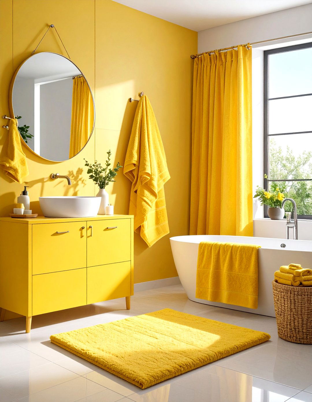 Yellow Bathroom Textile Fabric Ideas - 20 Yellow Bathroom Ideas