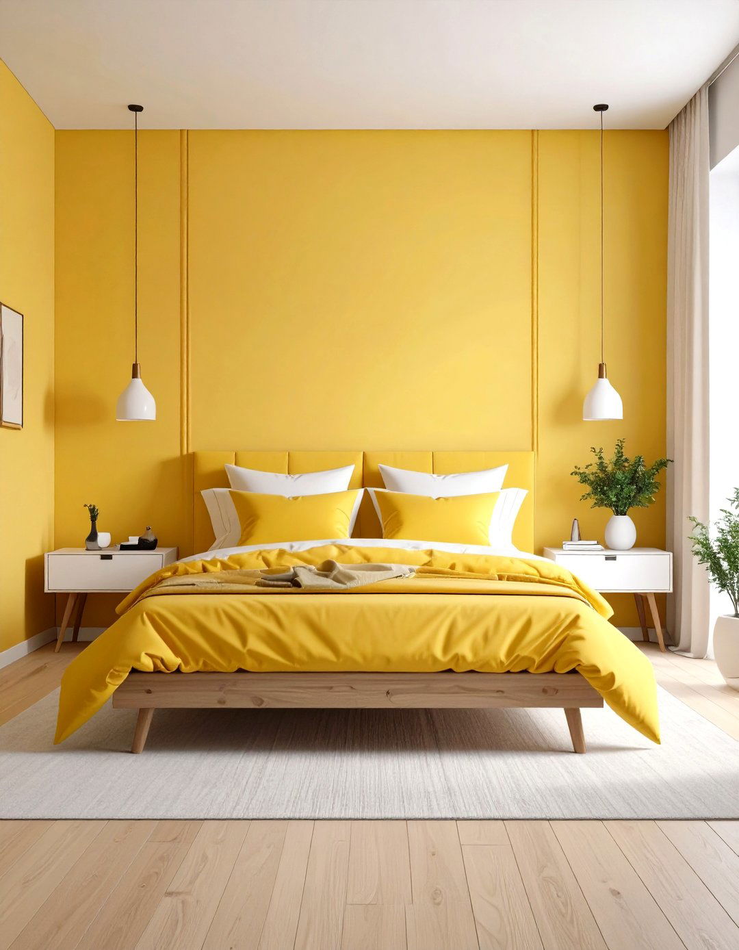 Yellow Bedroom Minimalist Design with Clean Lines - 20 Yellow Bedroom Ideas
