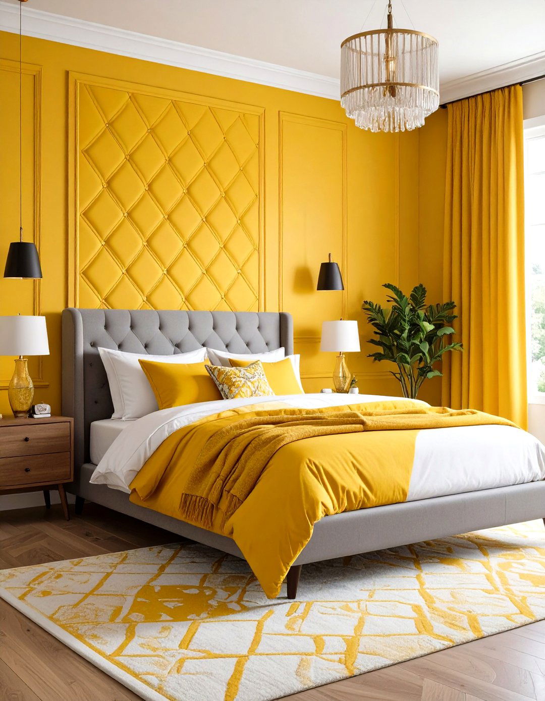 Yellow Bedroom Wallpaper with Bold Patterns - 20 Yellow Bedroom Ideas