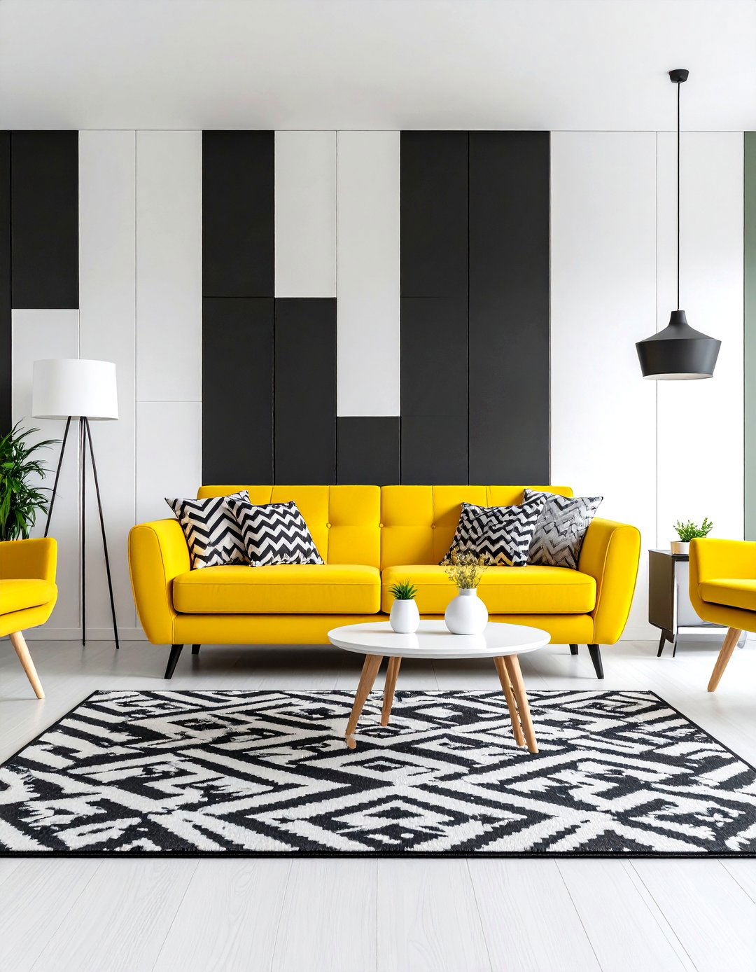 Yellow Couch Minimalist Color Blocking Approach - 20 Yellow Couch Living Room Ideas