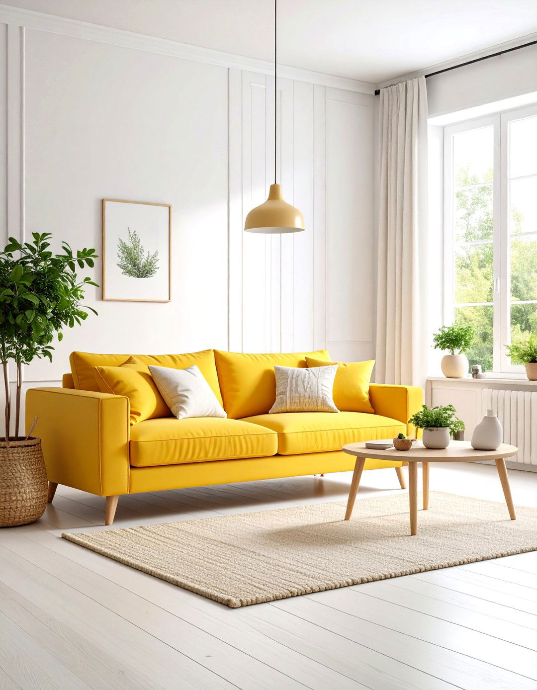 Yellow Couch Minimalist Scandinavian Design - 20 Yellow Couch Living Room Ideas