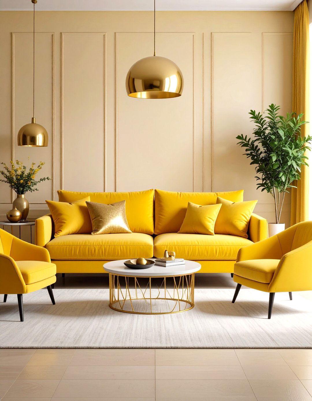 Yellow Couch with Monochromatic Color Scheme - 20 Yellow Couch Living Room Ideas