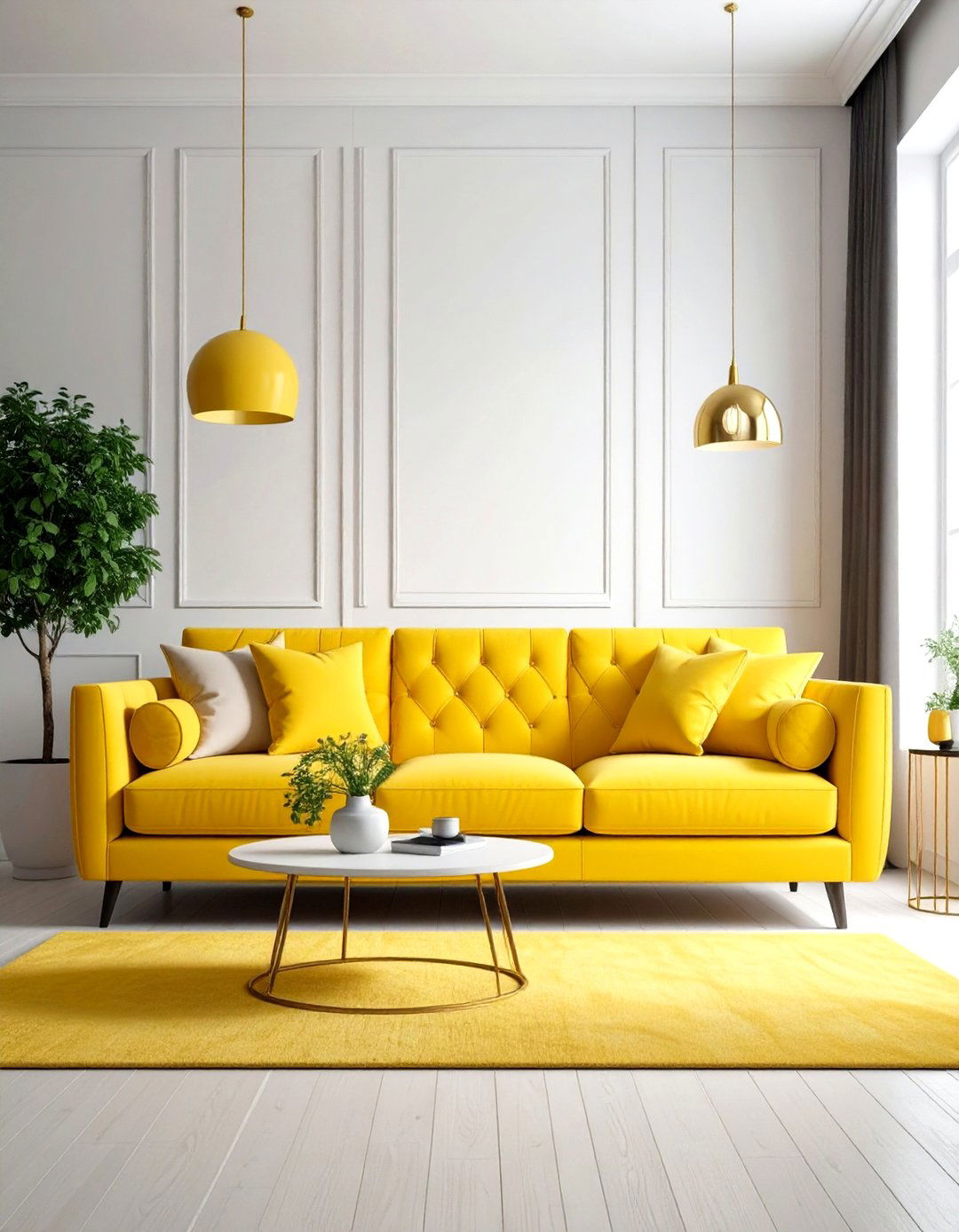 Yellow Living Room Half Wall Design - 20 Yellow Living Room Ideas