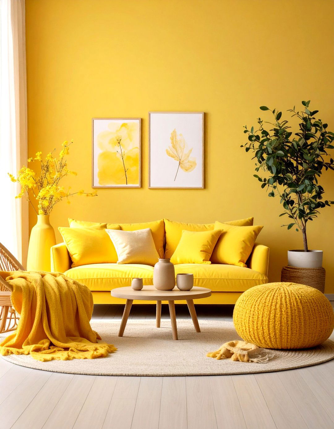 Yellow Living Room with Black Accents - 20 Yellow Living Room Ideas