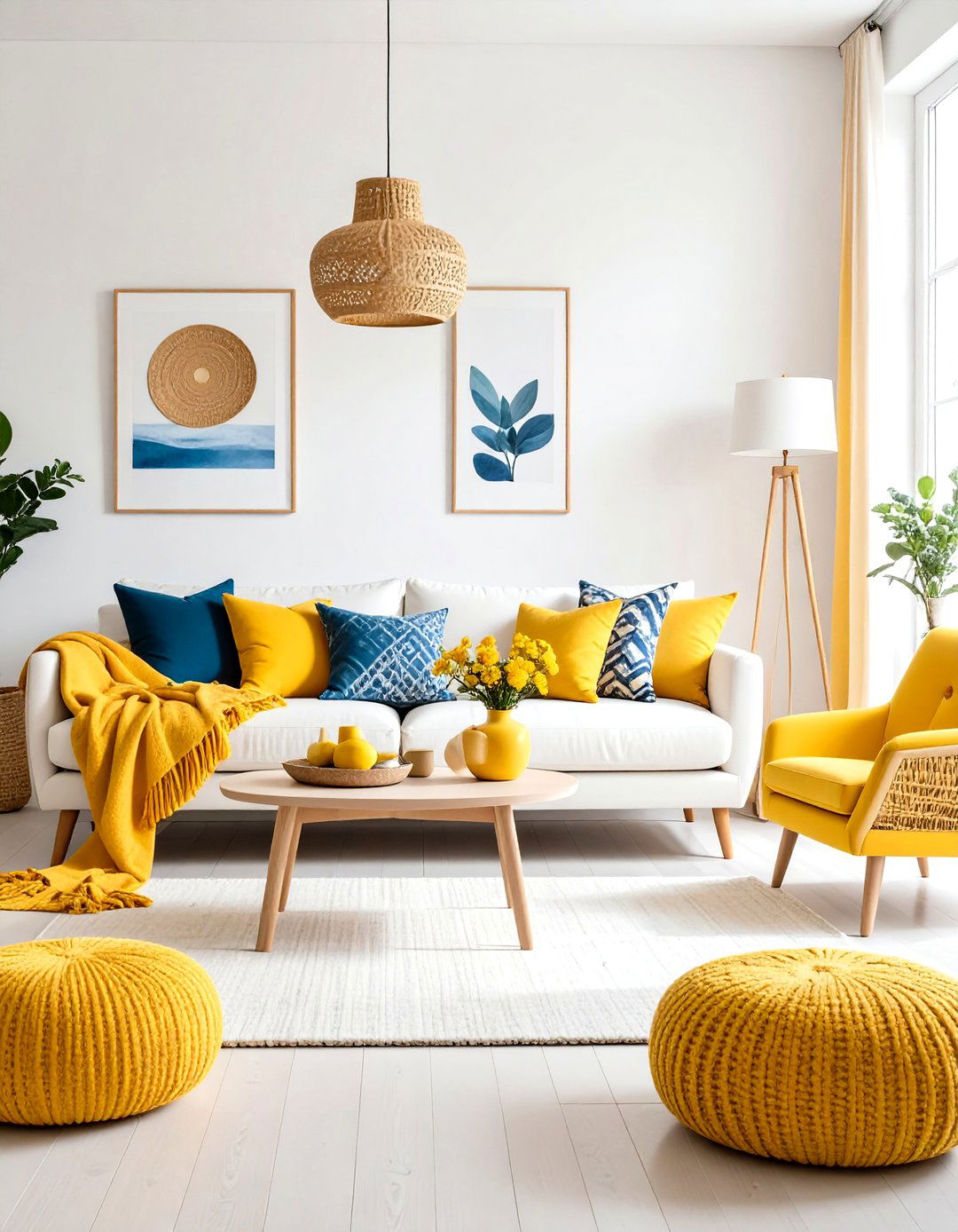 Yellow Living Room with Gray Color Scheme - 20 Yellow Living Room Ideas