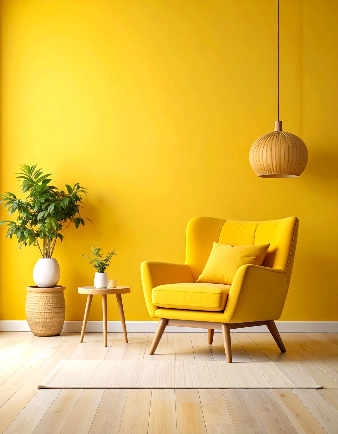 Yellow Living Room with Navy Blue Accents - 20 Yellow Living Room Ideas