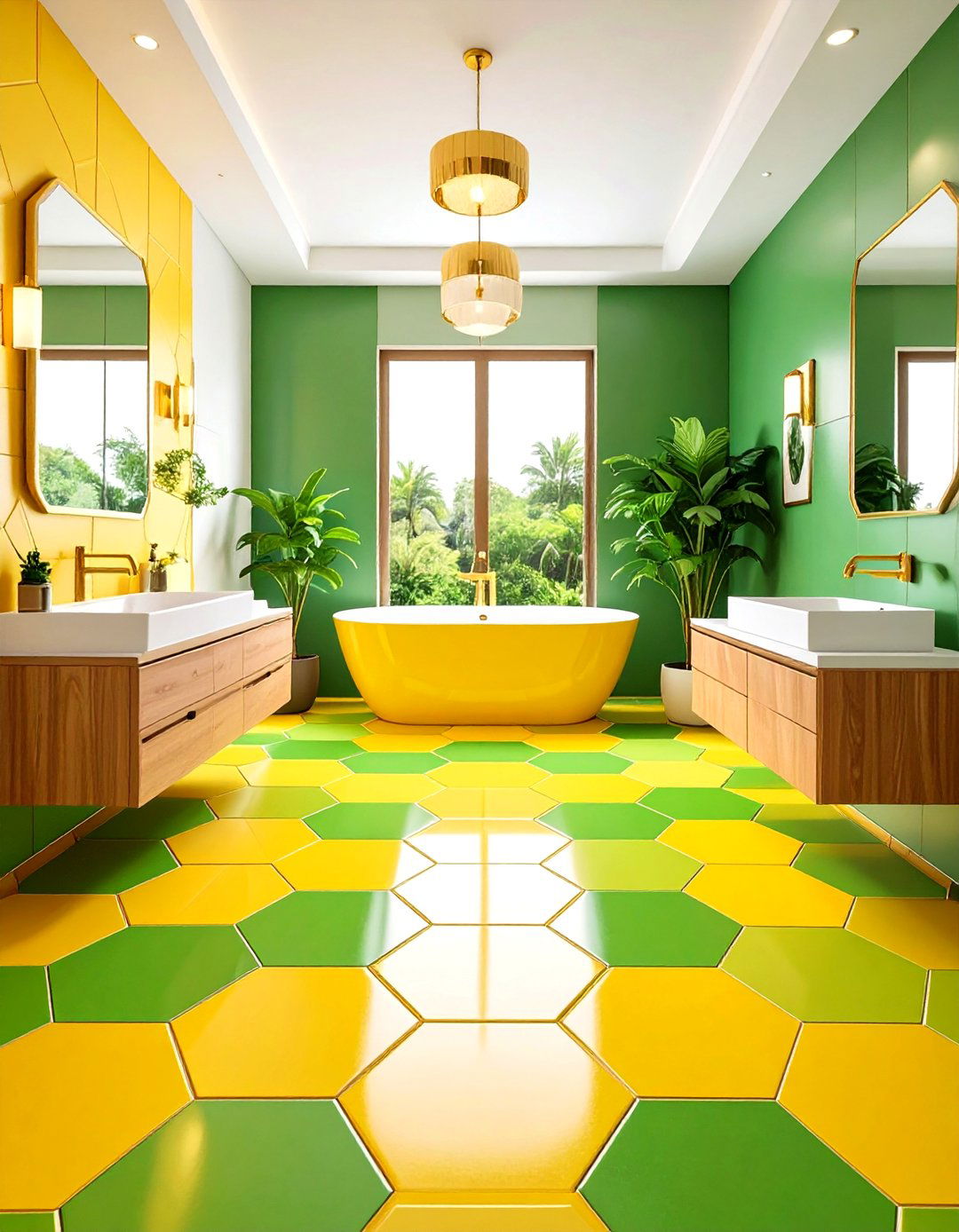 Yellow and Green Art Deco Bathroom Design - 20 Yellow and Green Bathroom Ideas