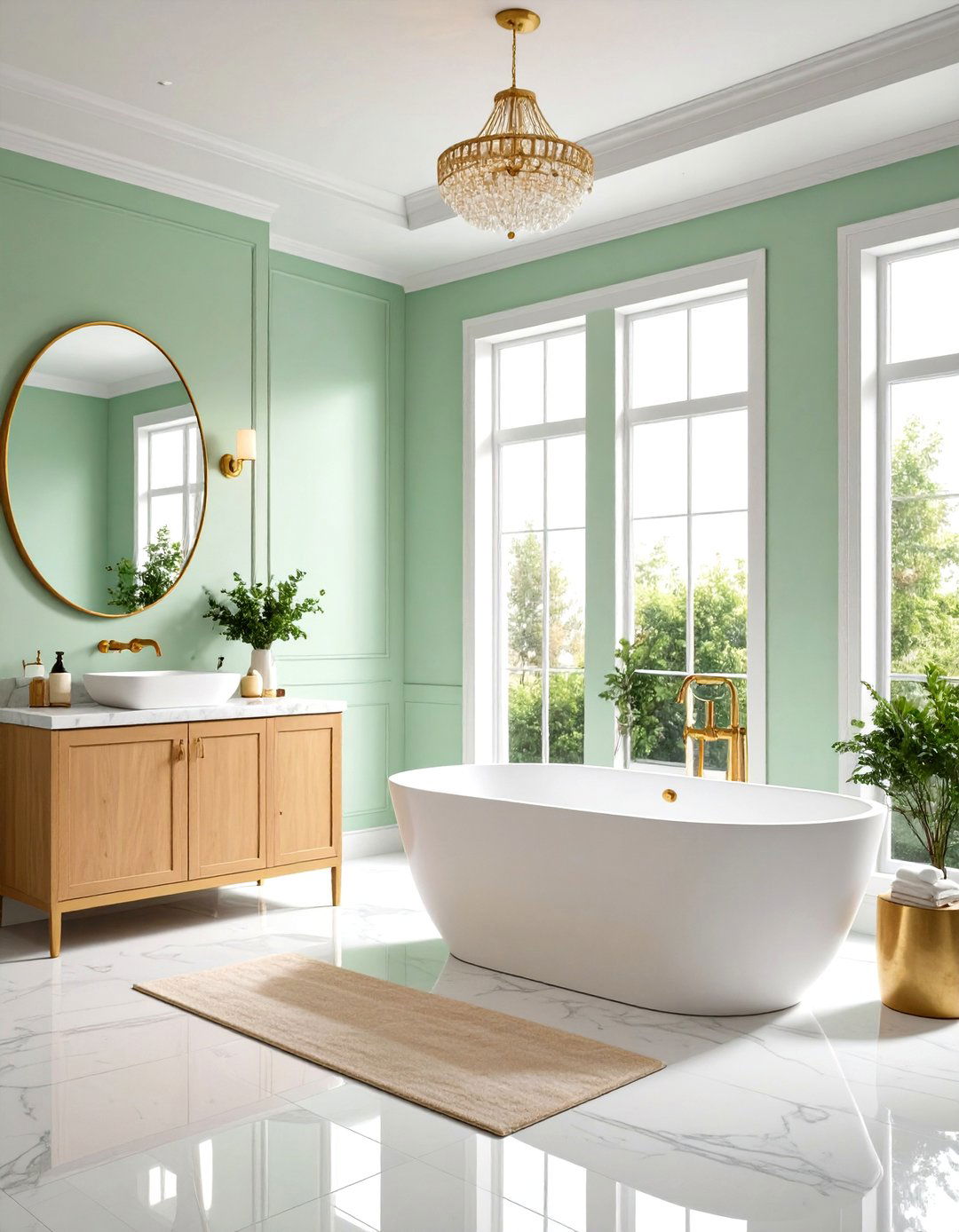 Yellow and Green Geometric Tile Patterns Bathroom - 20 Yellow and Green Bathroom Ideas