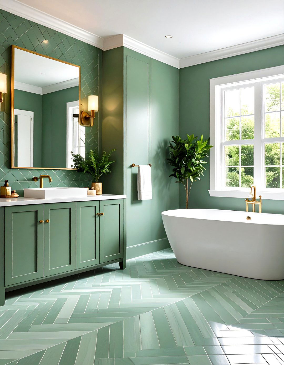 Yellow and Green Mediterranean Style Bathroom Design - 20 Yellow and Green Bathroom Ideas