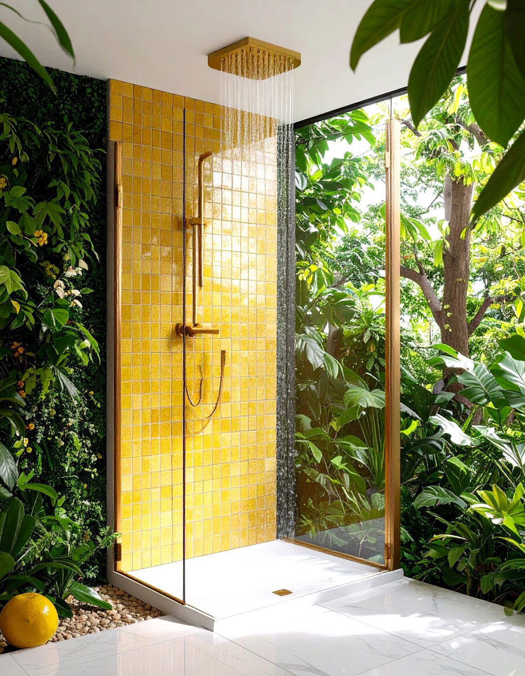Yellow and Green Two Tone Paint Treatment Bathroom - 20 Yellow and Green Bathroom Ideas