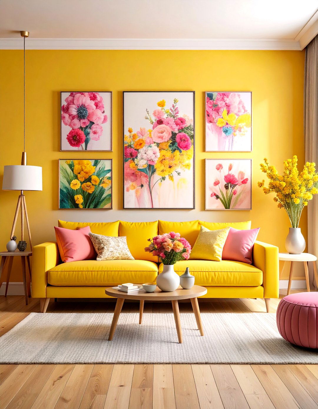 Yellow and Pink Artwork and Wall Decorations - 20 How to Decorate With Yellow and Pink