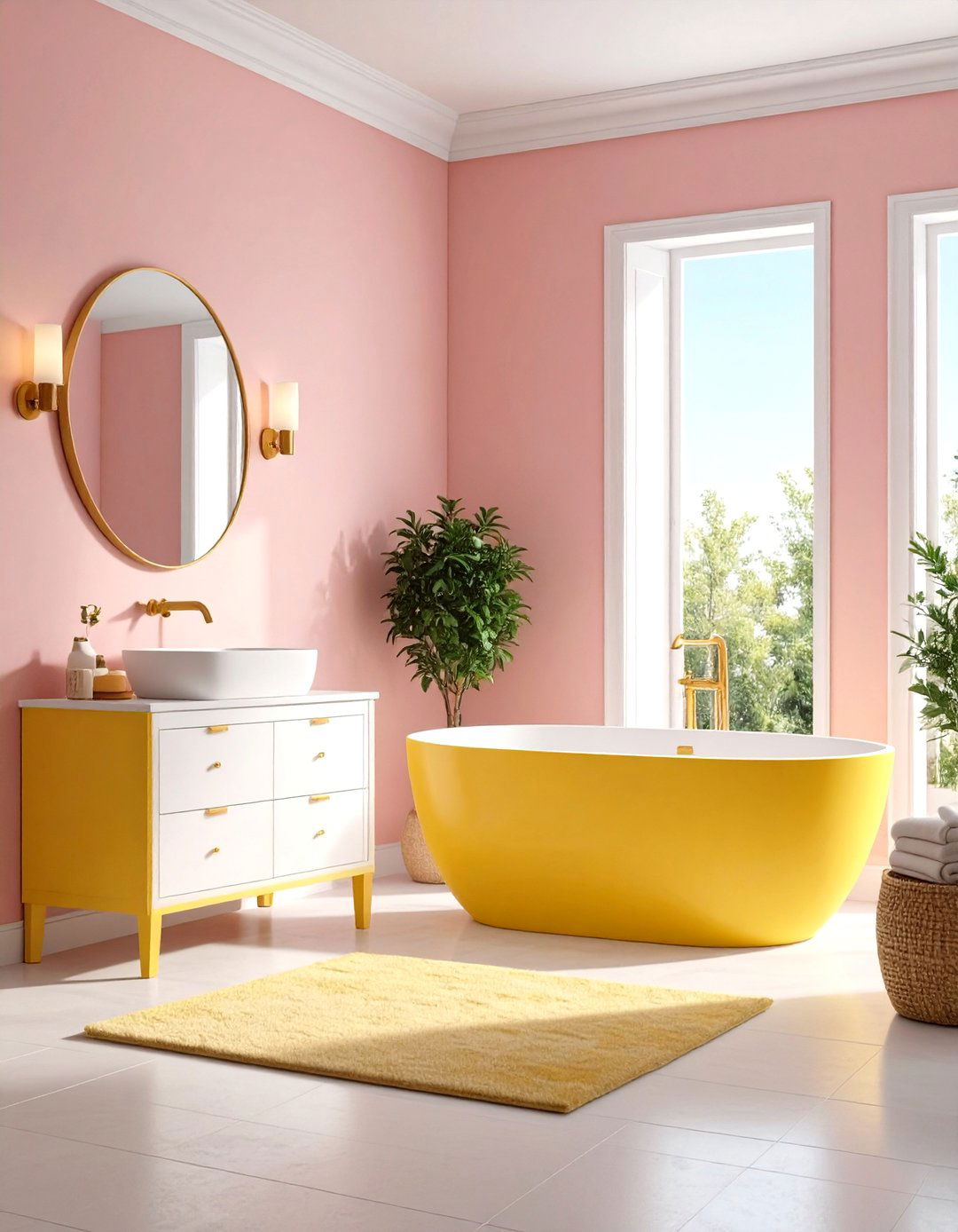 Yellow and Pink Bathroom Color Coordination - 20 How to Decorate With Yellow and Pink