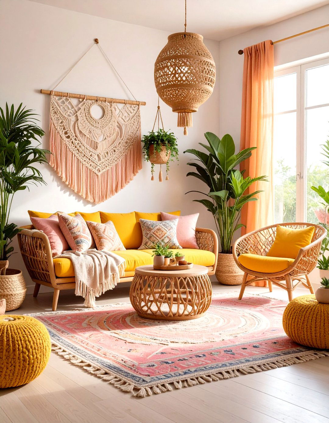 Yellow and Pink Boho and Eclectic Interior Mixes - 20 How to Decorate With Yellow and Pink