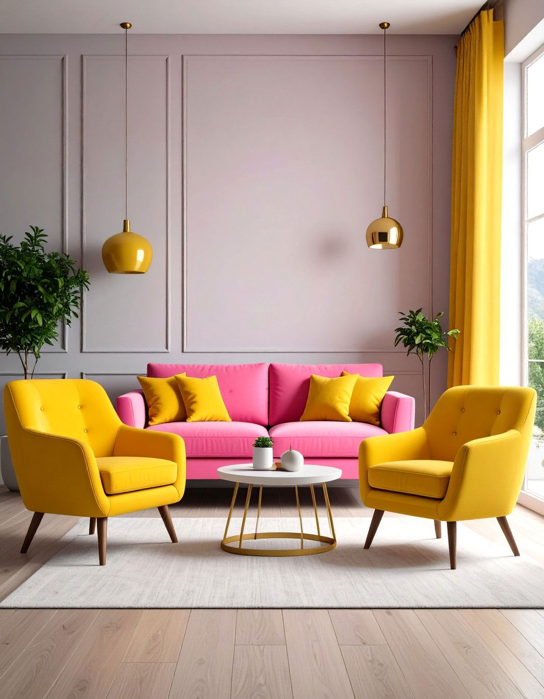 Yellow and Pink Living Room Furniture Statements - 20 How to Decorate With Yellow and Pink