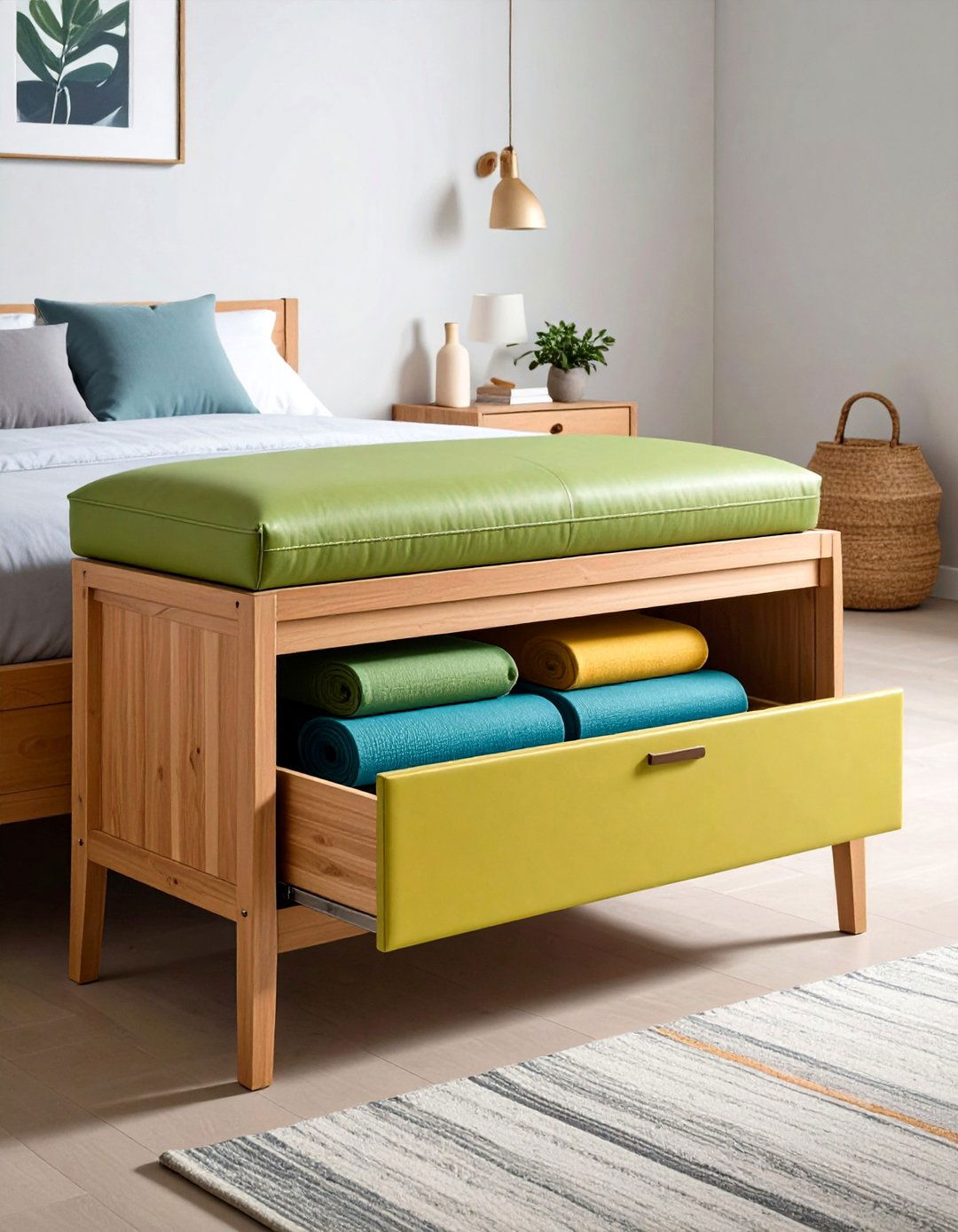 Yoga Mat Storage Bedroom Bench - 20 Bedroom Bench Ideas