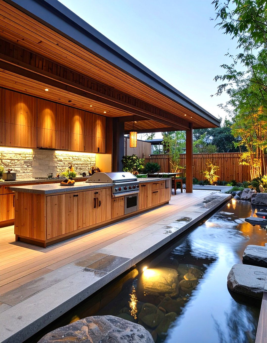 Zen Asian Inspired Outdoor Kitchen on Deck - 20 Outdoor Kitchen on Deck