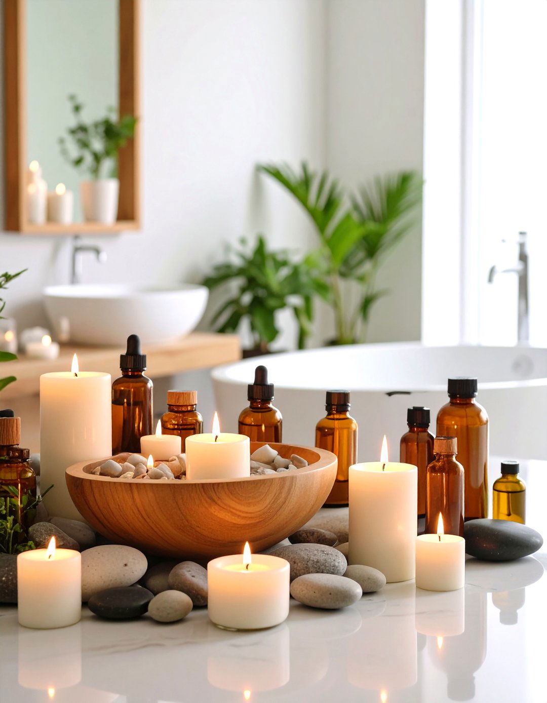 Zen Bathroom Aromatherapy Candle Arrangement - 20 Zen Bathroom Ideas