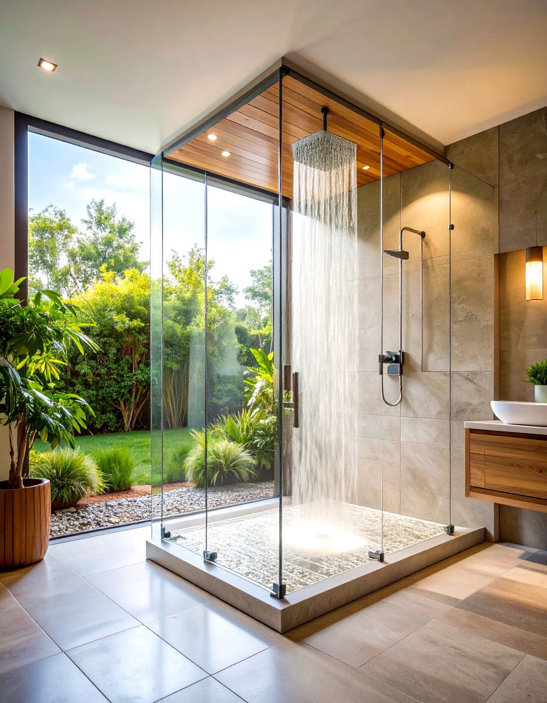 Zen Bathroom Glass Shower Enclosure Design - 20 Zen Bathroom Ideas