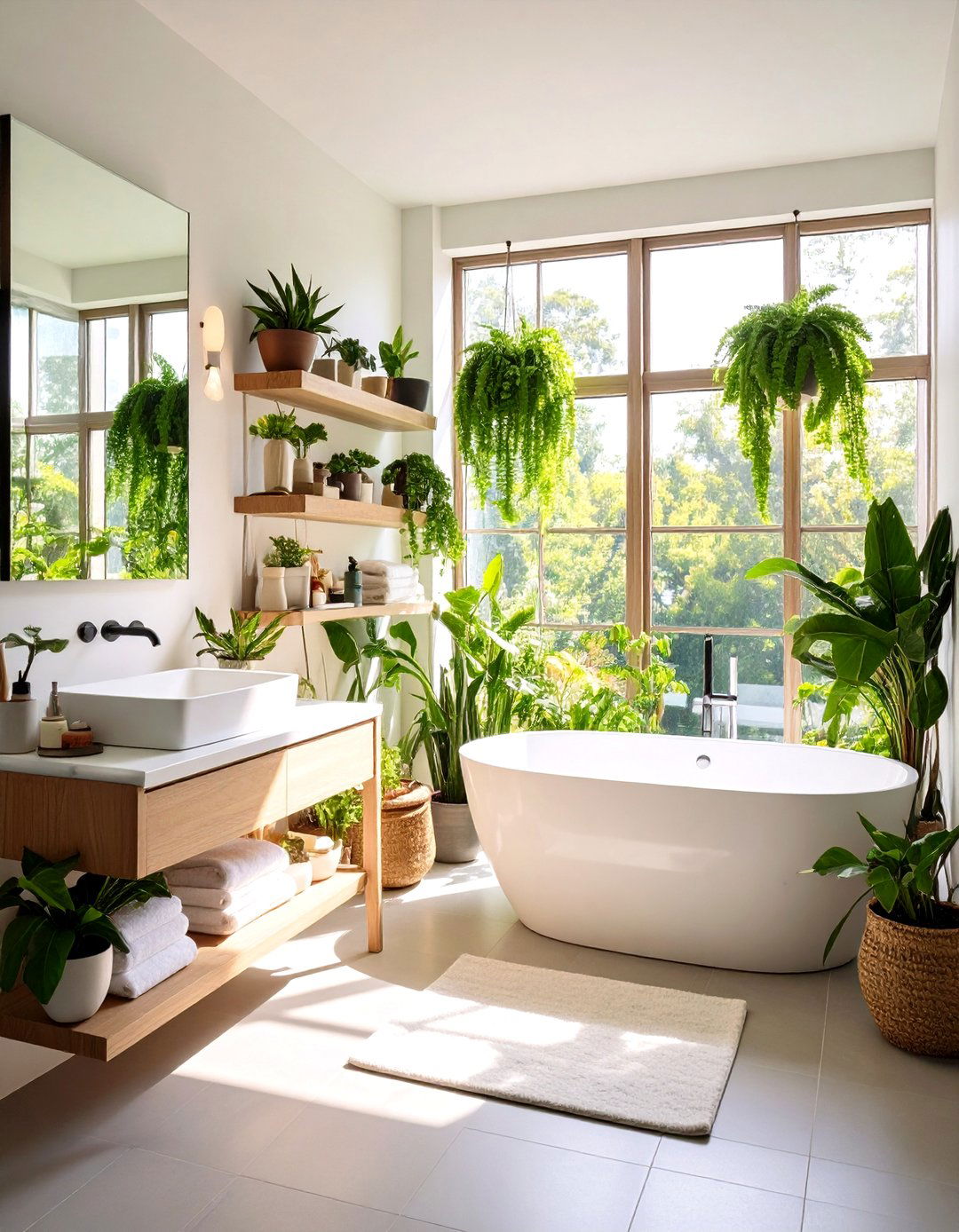 Zen Bathroom Living Plant Integration - 20 Zen Bathroom Ideas