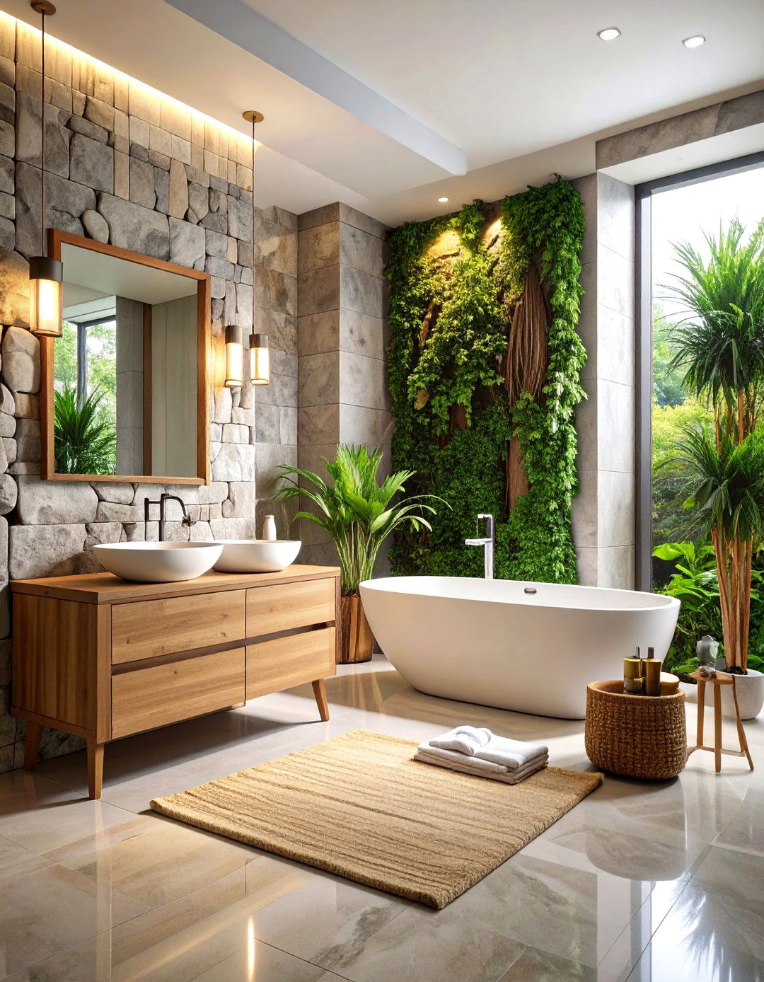 Zen Bathroom Natural Stone Accent Walls - 20 Zen Bathroom Ideas