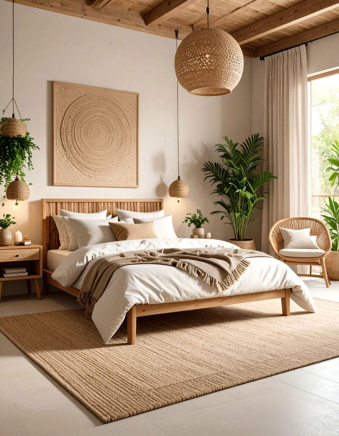 Zen Bedroom Natural Texture Layering - 20 Zen Bedroom Ideas