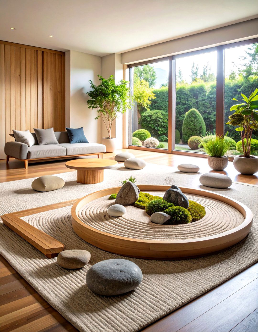 Zen Garden Corner Living Room with Meditation Space - 20 Zen Living Room Ideas