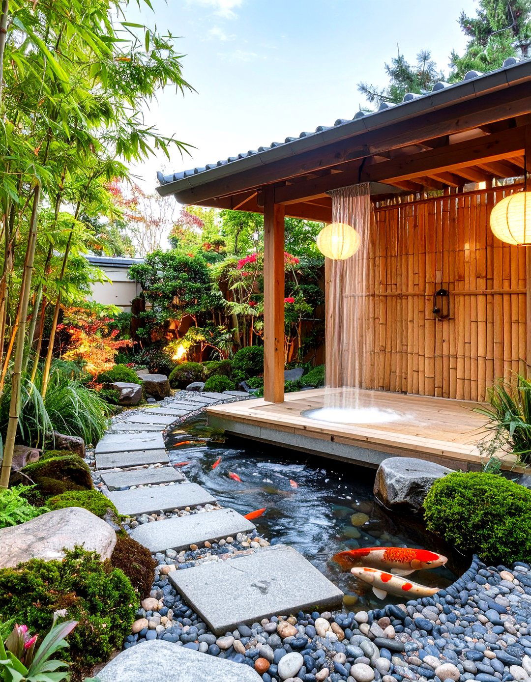 Zen Garden Integrated Outdoor Shower - 20 Outdoor Shower Ideas