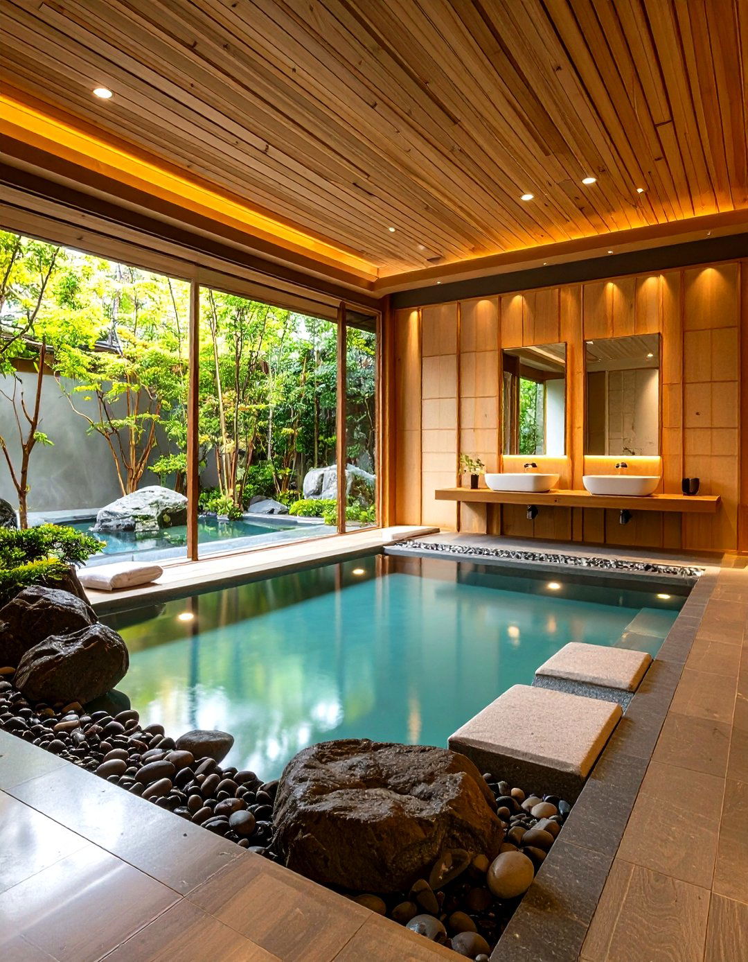 Zen Garden Pool Bathroom - 20 Pool Bathroom Ideas