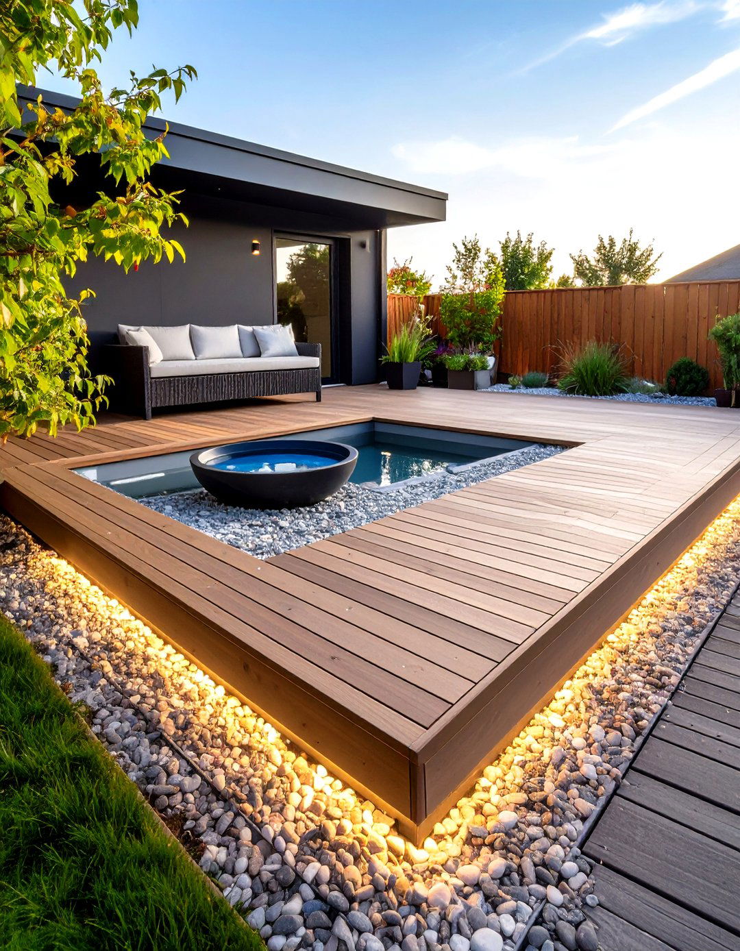 Zen Gravel Border Floating Deck - 20 Floating Deck Ideas