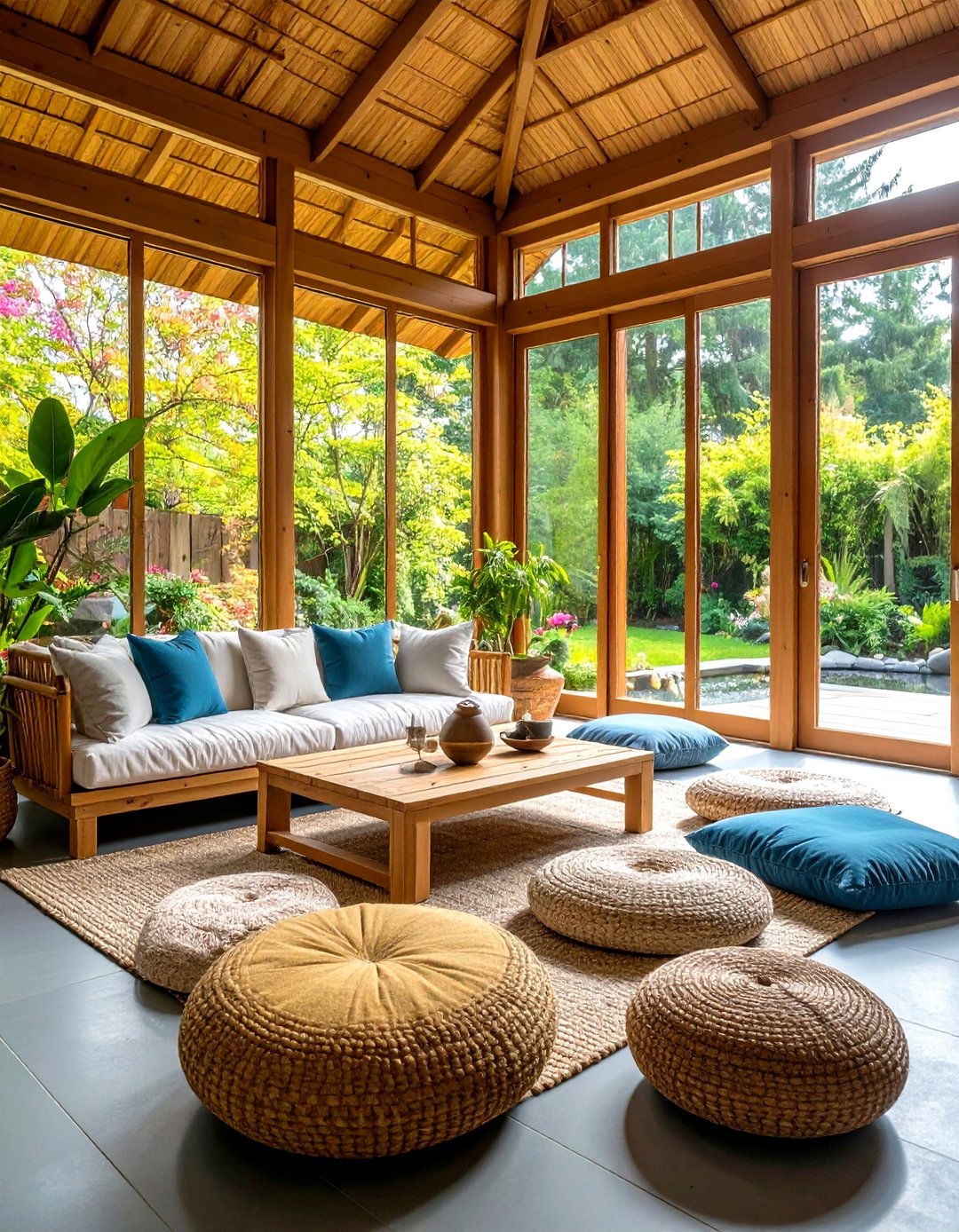 Zen Inspired Small Sunroom Meditation Space - 20 Small Sunroom Ideas