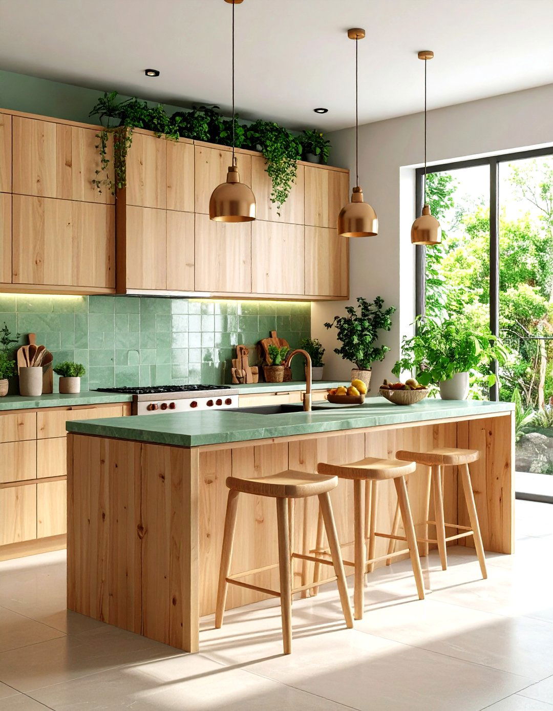Zen Kitchen With Green Backsplash Natural Stone Elements - 20 Kitchen With Green Backsplash Ideas