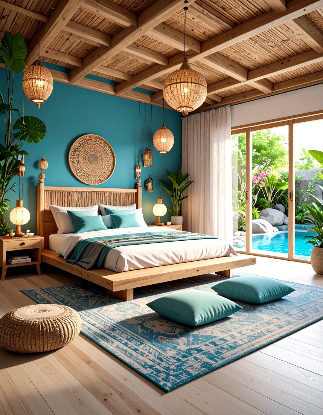 Zen Mermaid Bedroom with Meditation Space and Natural Elements - 20 Mermaid Bedroom Ideas