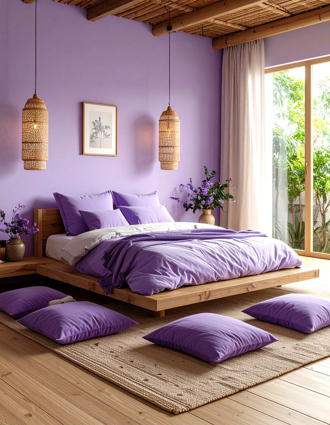 Zen Purple Bedroom Meditation Space - 20 Purple Bedroom Ideas