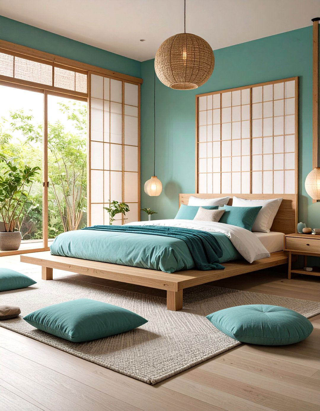 Zen Teal Bedroom Meditation Space - 20 Teal Bedroom Ideas