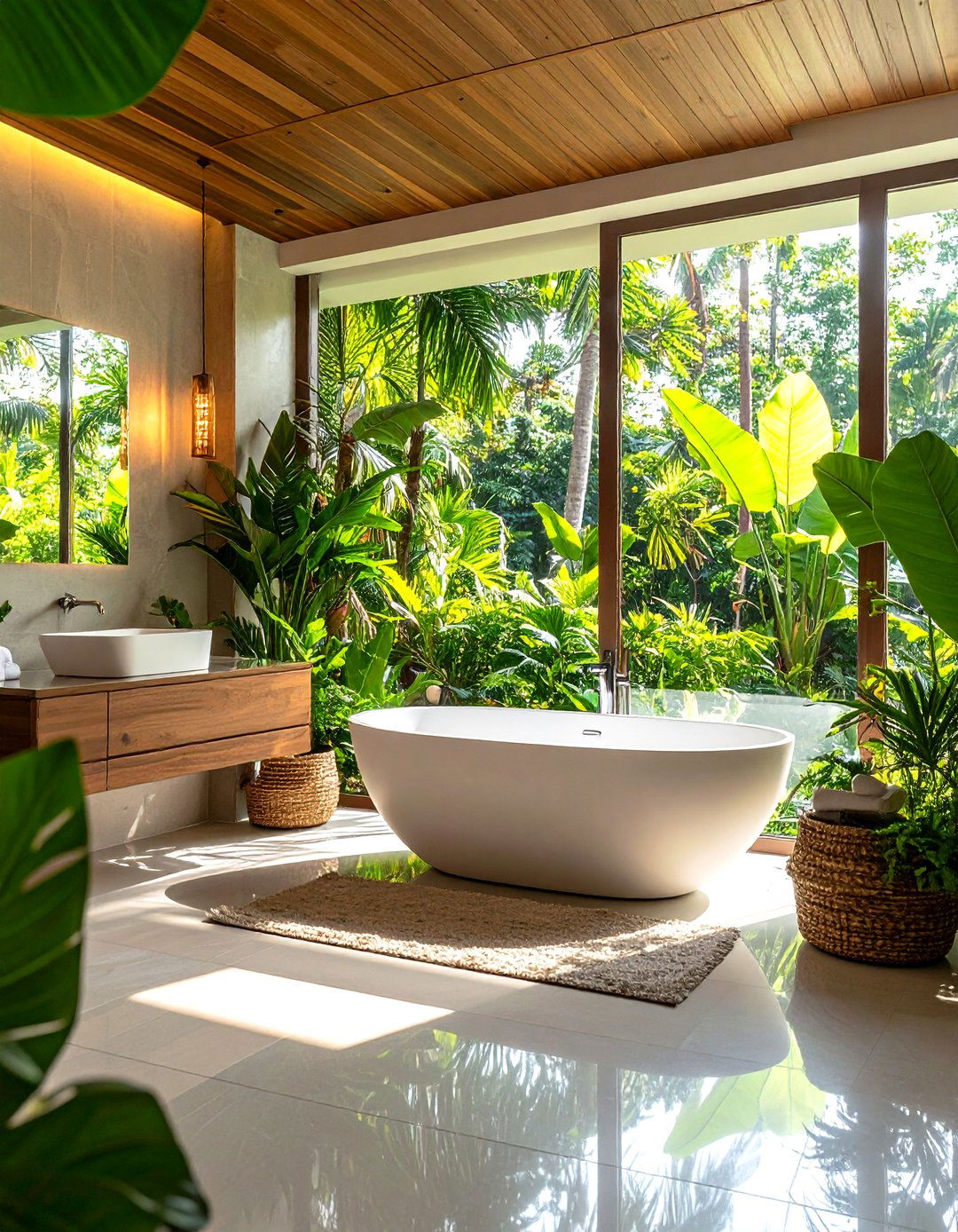 Zen Tropical Bathroom Meditation Space - 20 Tropical Bathroom Ideas