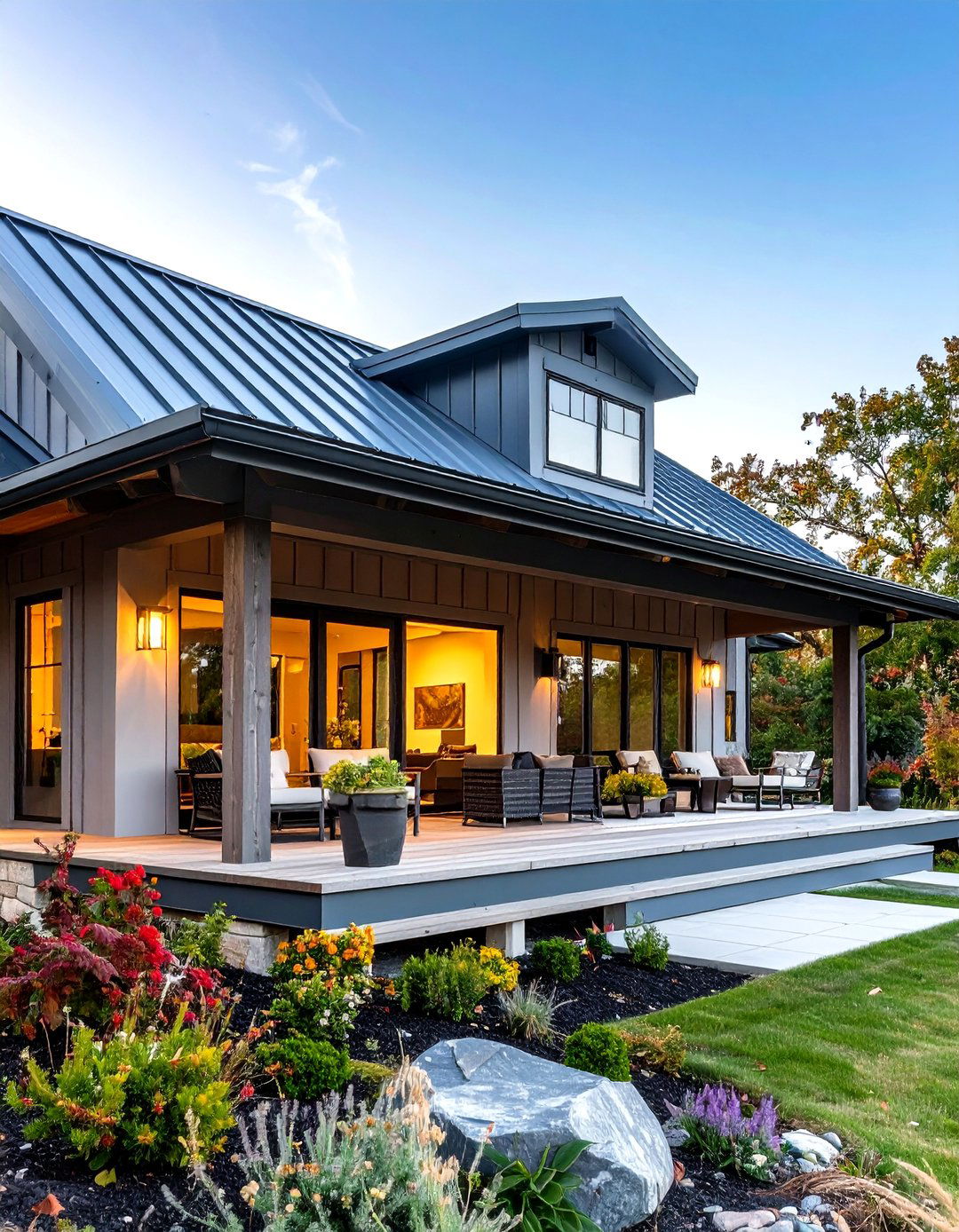 Zinc Metal Roof Porch with Modern Industrial Appeal - 20 Metal Roof Porch Design Ideas