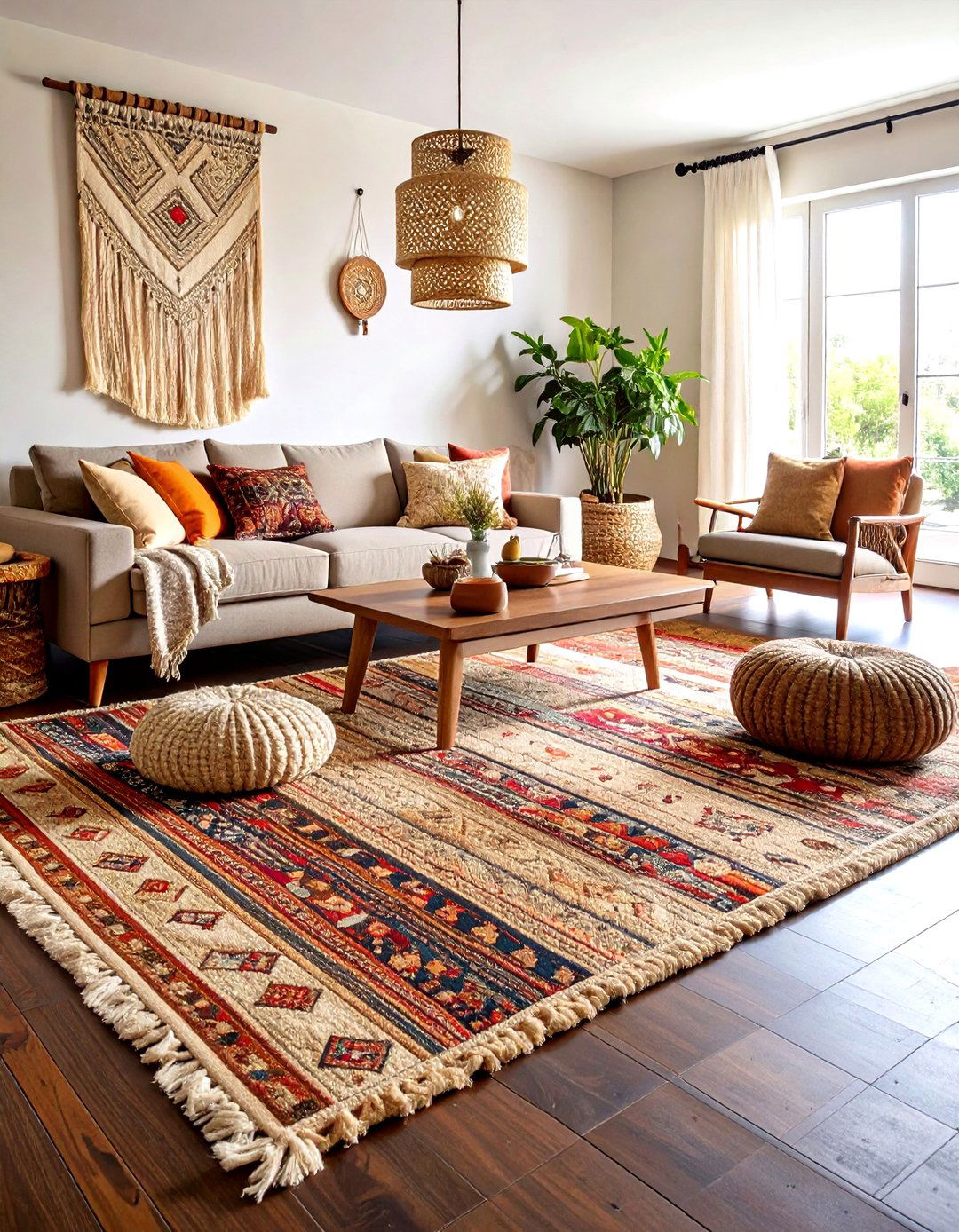 Zone Open Plan Areas with Layered Rugs - 20 Dark Brown Floor Living Room Ideas