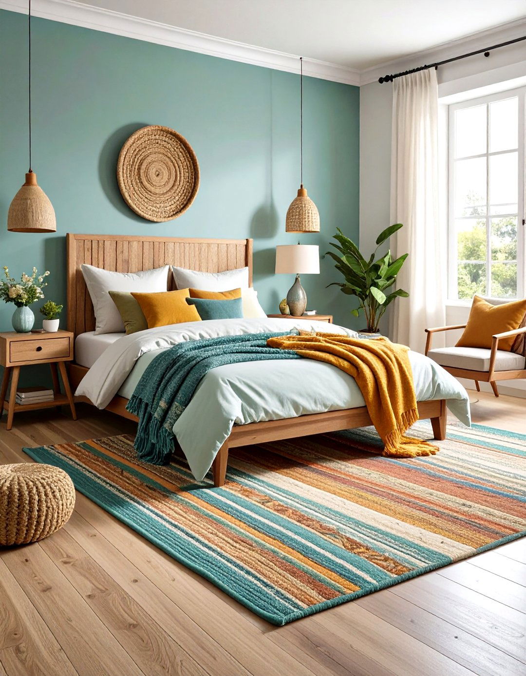 Zoning with Layered Rugs - 20 Eclectic Bedroom Ideas