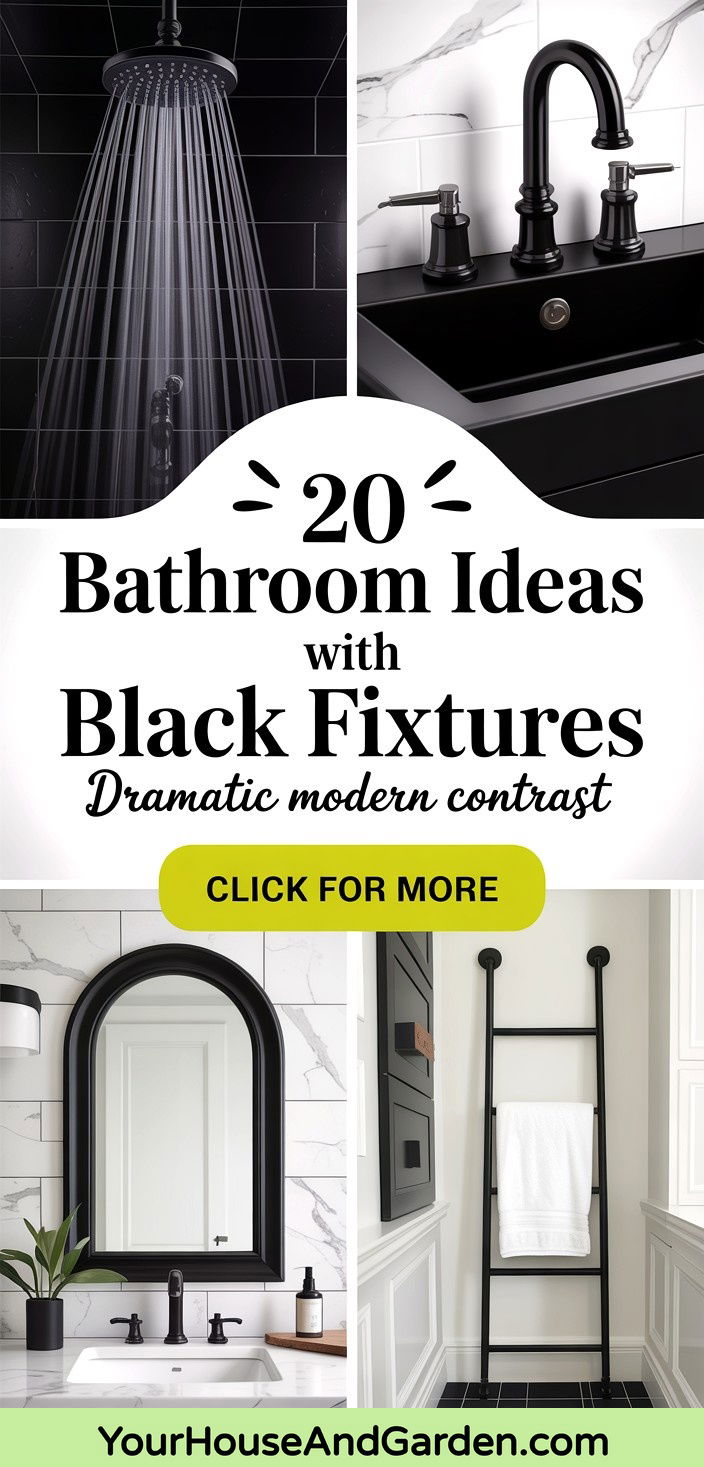 20 Bathroom Ideas with Black Fixtures for Dramatic Contrast - 20 Bathroom Ideas with Black Fixtures for Dramatic Contrast