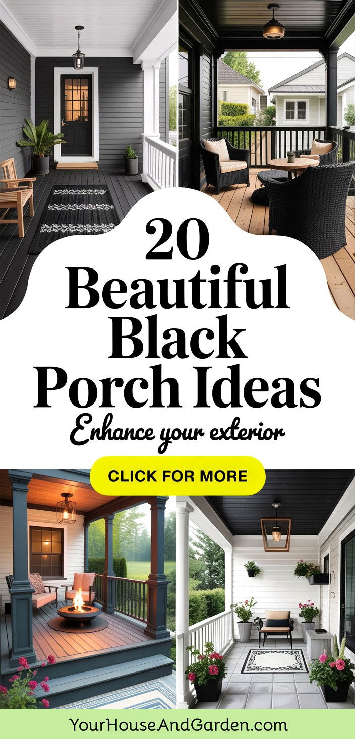 20 Beautiful Black Porch Ideas to Enhance Your Home Exterior - 20 Beautiful Black Porch Ideas to Enhance Your Home Exterior