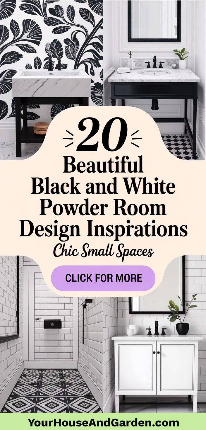 20 Beautiful Black and White Powder Room Design Inspirations - 20 Beautiful Black and White Powder Room Design Inspirations