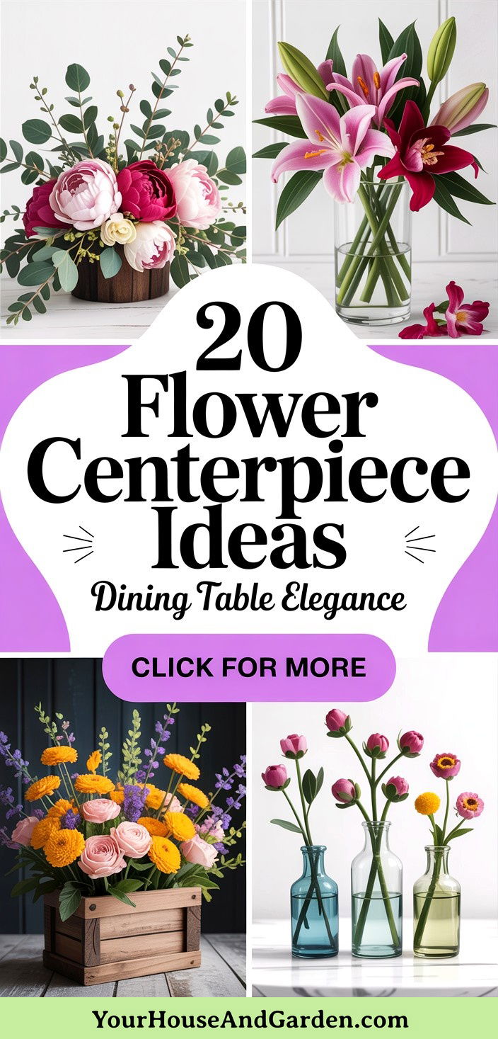 20 Beautiful Flower Centerpiece Ideas for Dining Table Elegance - 20 Beautiful Flower Centerpiece Ideas for Dining Table Elegance