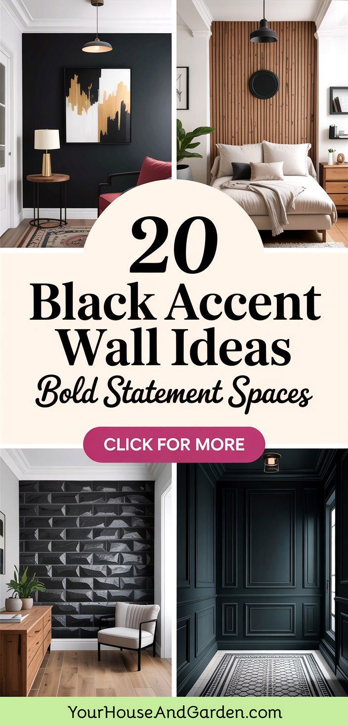 20 Black Accent Wall Ideas for Bold Interior Designs - 20 Black Accent Wall Ideas for Bold Interior Designs