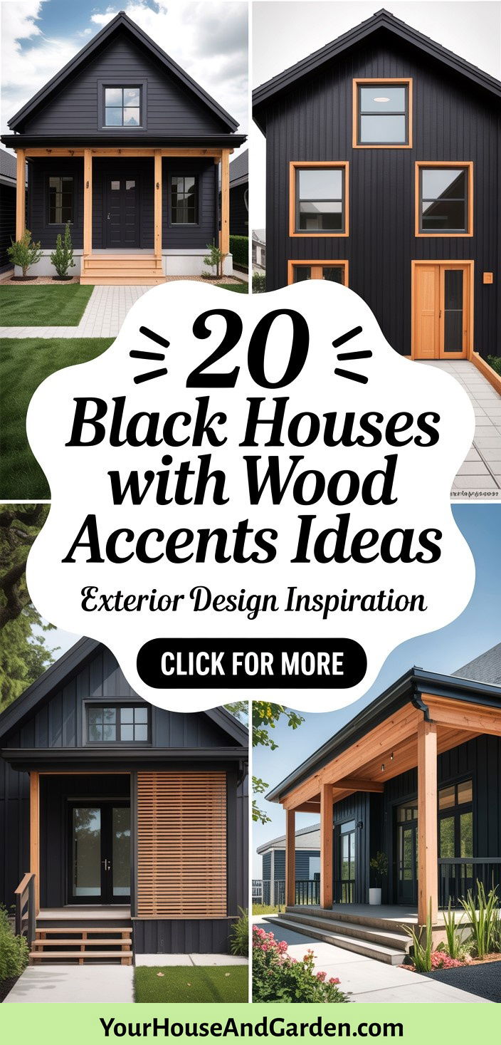 20 Black Houses with Wood Accents Exterior Design Inspiration