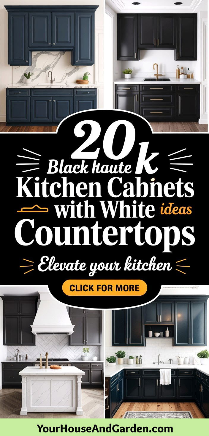 20 Black Kitchen Cabinets With White Countertops Ideas - 20 Black Kitchen Cabinets With White Countertops Ideas