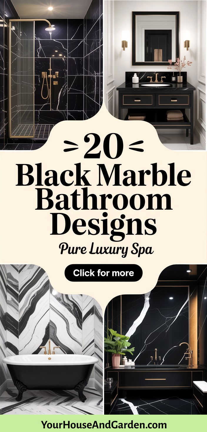 20 Black Marble Bathroom Designs for Ultimate Sophistication - 20 Black Marble Bathroom Designs for Ultimate Sophistication