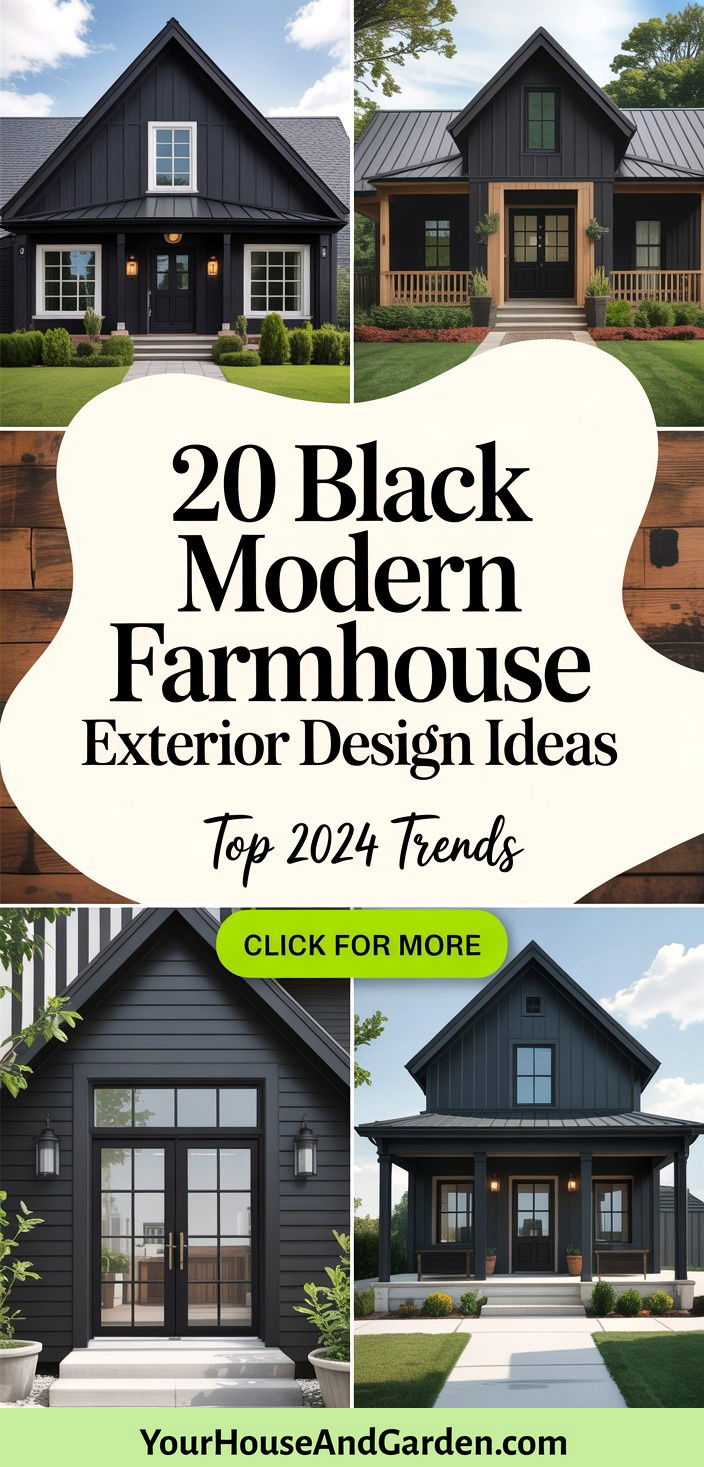 20 Black Modern Farmhouse Exterior Design Ideas for 2024 - 20 Black Modern Farmhouse Exterior Design Ideas for 2024