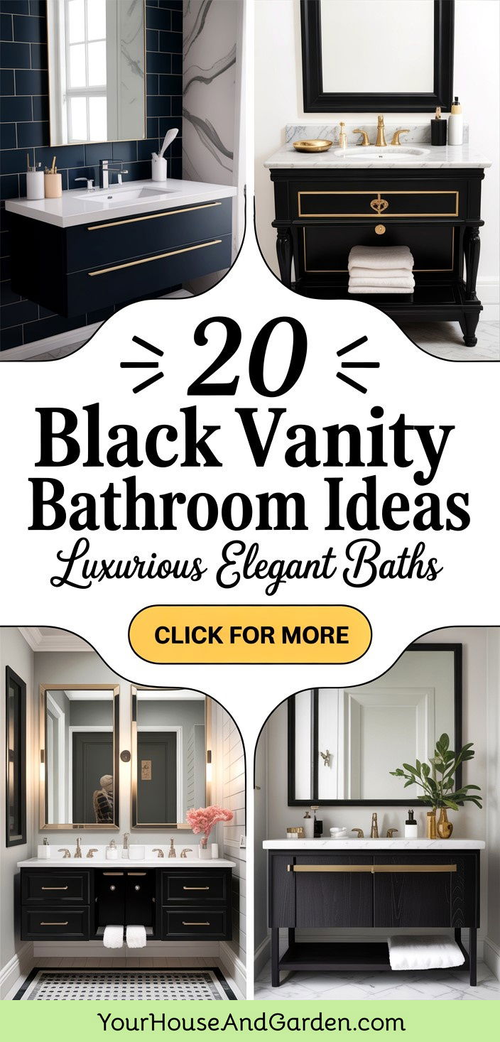 20 Black Vanity Bathroom Ideas for Luxurious Elegance - 20 Black Vanity Bathroom Ideas for Luxurious Elegance