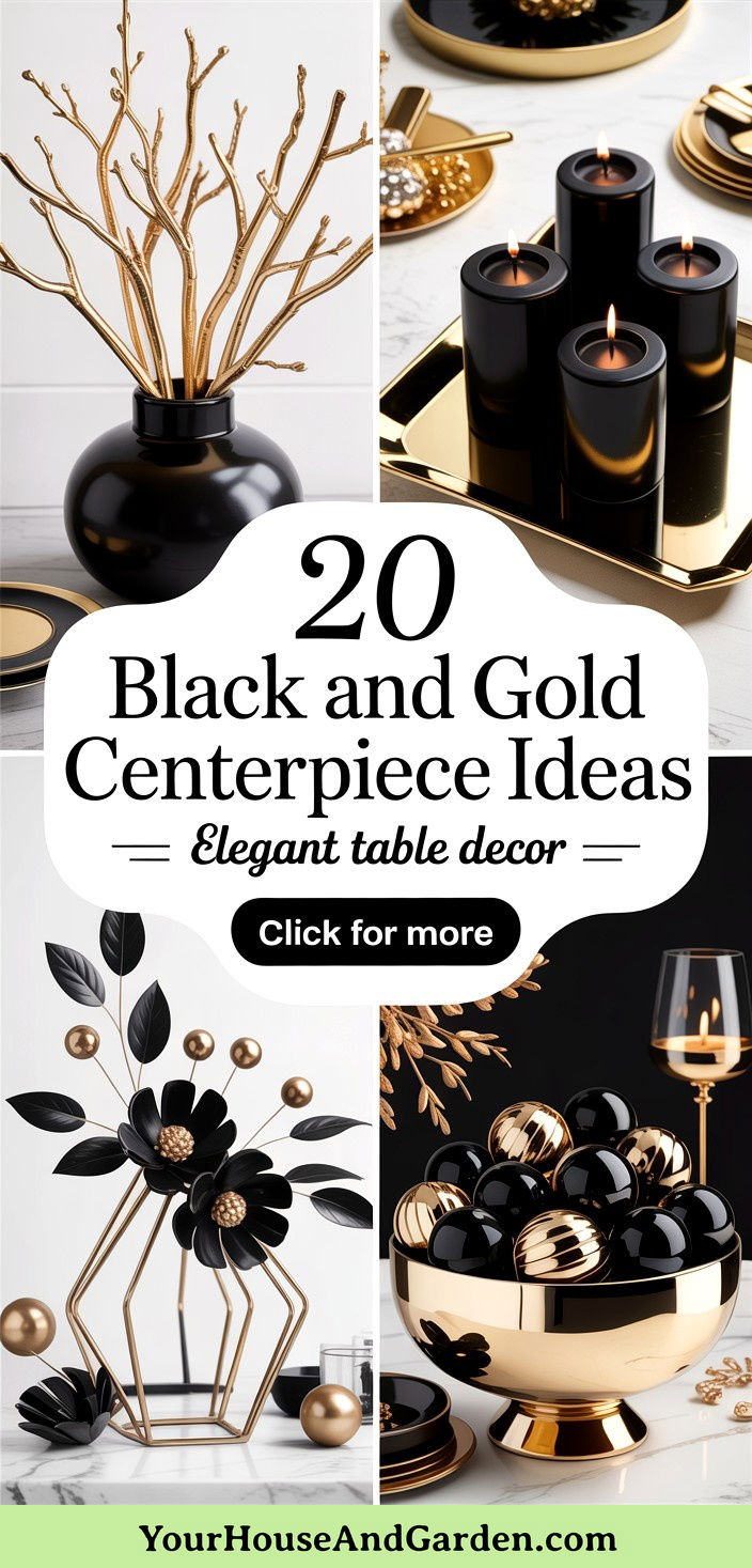 20 Black and Gold Centerpiece Ideas for Elegant Tables - 20 Black and Gold Centerpiece Ideas for Elegant Tables